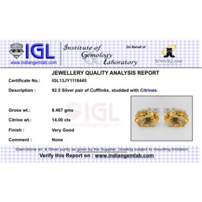 Citrine Cufflinks with filigri